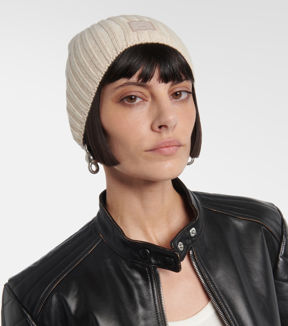 Шапочка из шерстяной пряжи с резинкой Acne Studios, Oatmeal Melange — фото 2