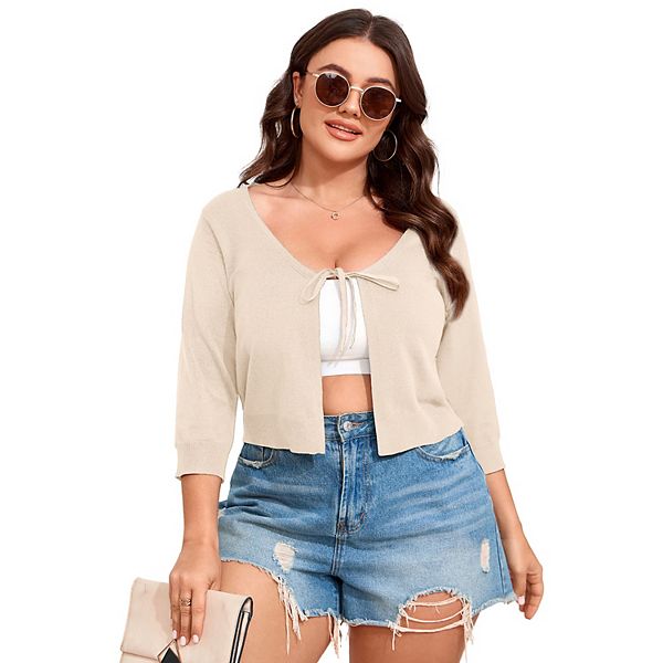 

Женский болеро-кардиган с завязкой спереди, риб Seoria, Apricot