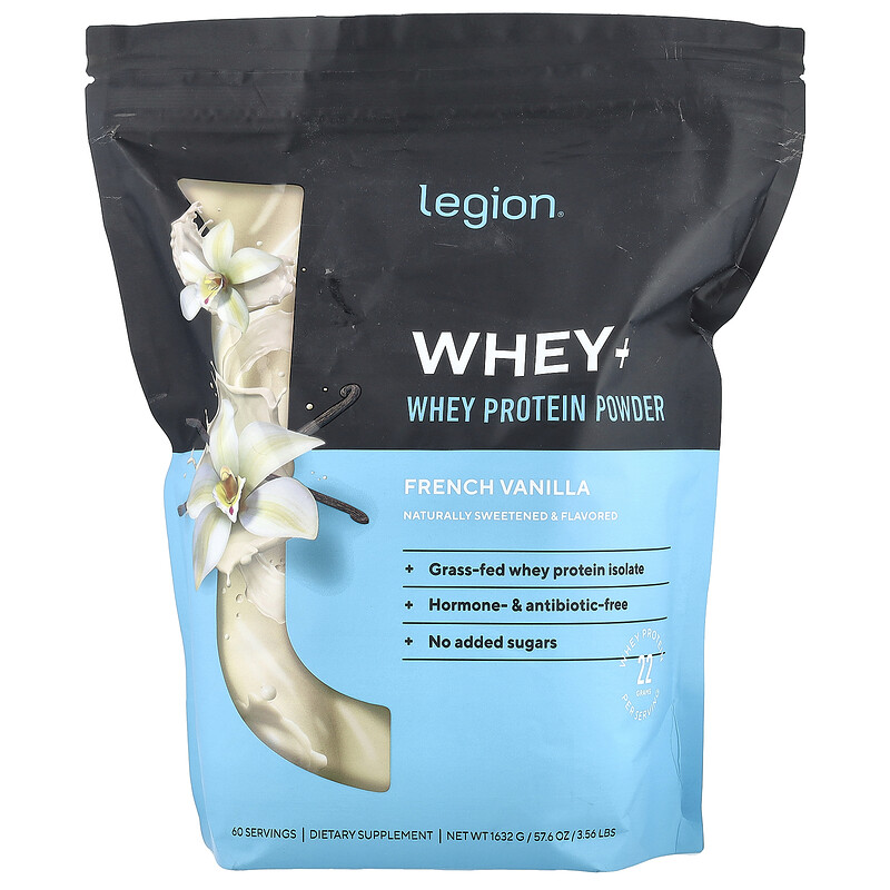 

Legion Athletics, Whey +, порошок из сывороточного протеина, французская ваниль, 1632 г (3,56 фунта)