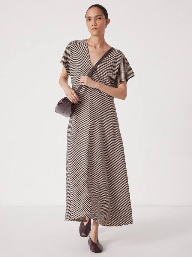 

Платье макси с v-образным вырезом Grace Check HUSH, Brown/Multi