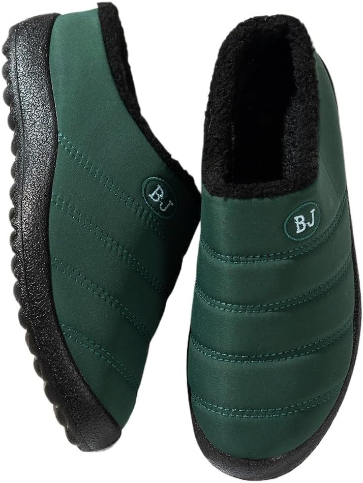 

Тапочки для женщин и мужчин, зимние теплые с меховой подкладкой, для дома и спальни, мюли, сабо, уютные, для улицы, с антискользящей подошвой, плюшевые домашние тапочки, без задника, удобные, зимние ботинки Eimeinuosy, зеленый