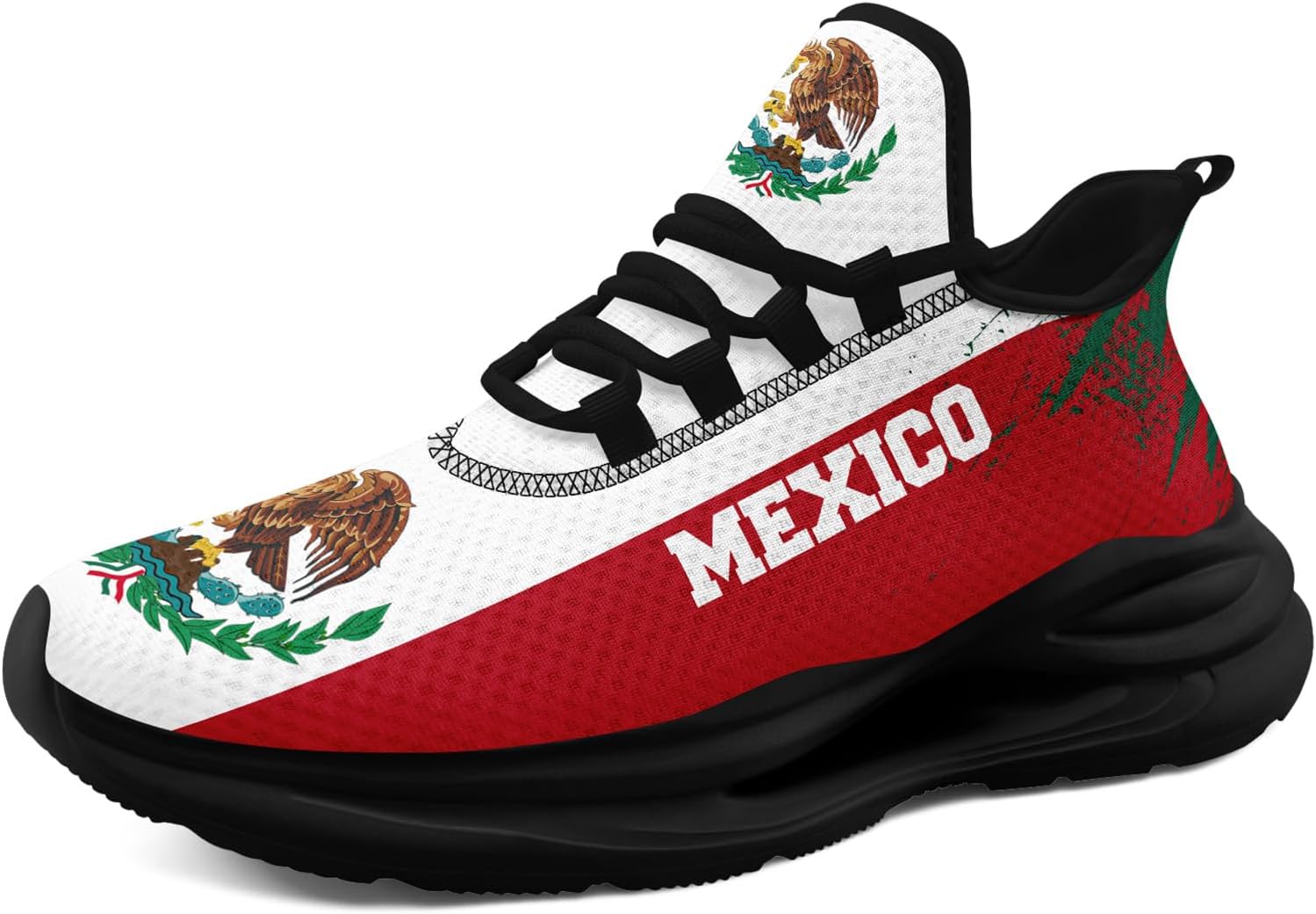 

Кроссовки с флагом Мексики - Дышащие легкие беговые кроссовки с EVA подошвой - Патриотическая обувь для мужчин и женщин Awsole, белый/черный/красный/зеленый