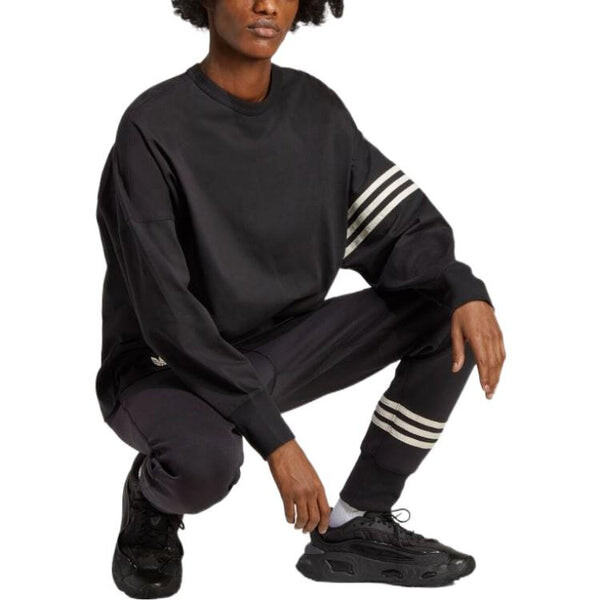 Футболка Adidas Adicolor Neuclassics Long Sleeve Tee 'Black', серый — фото 4