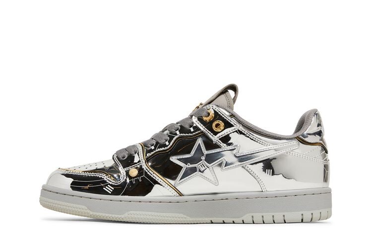 Кроссовки BAPE Hajime Sorayama x Sk8 Sta Silver, серебряный — фото 3
