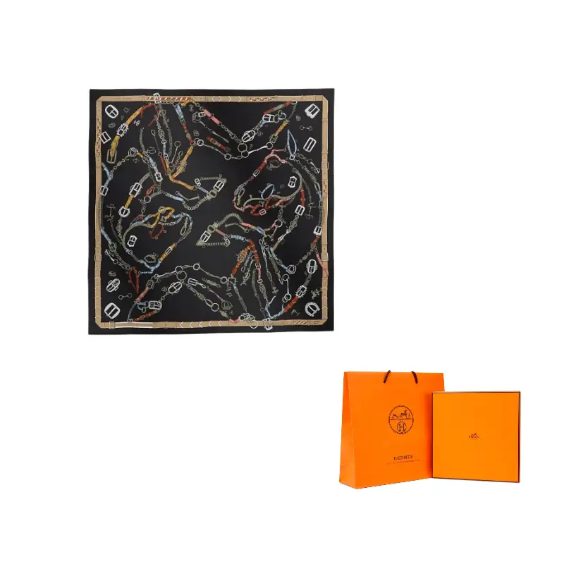 

HERMES Шёлковый шарф Mulberry чёрный, Black