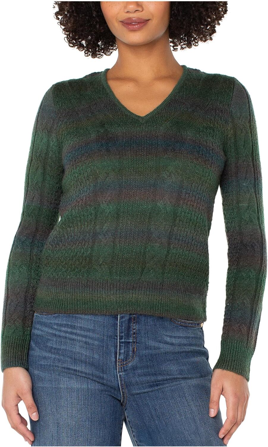 

Свитер Liverpool Los Angeles Women's Long Sleeve Drop Shoulder V-neck Sweater, Emerald Multi Spacedye