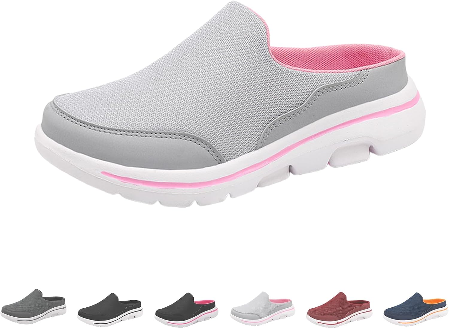 

Женские слипоны и сабо, удобная обувь для ходьбы, дышащие тапочки с закрытым носком, мужские легкие туфли с открытой пяткой Generic, светло-серый