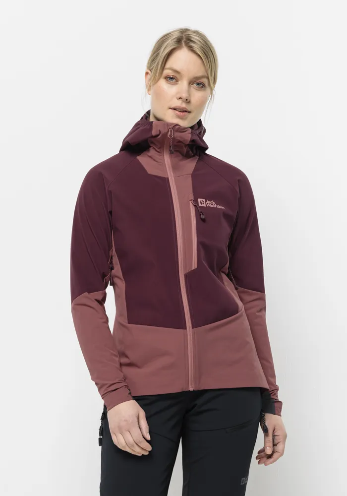 

Куртка из софтшелла Jack Wolfskin "ALPSPITZE HOODY W", с капюшоном, бордовый