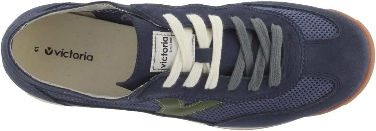 Мужские низкие кроссовки Victoria Saturno Mesh & Matching Split Leather Parts & Serrated Sole 1158106, морской — фото 4