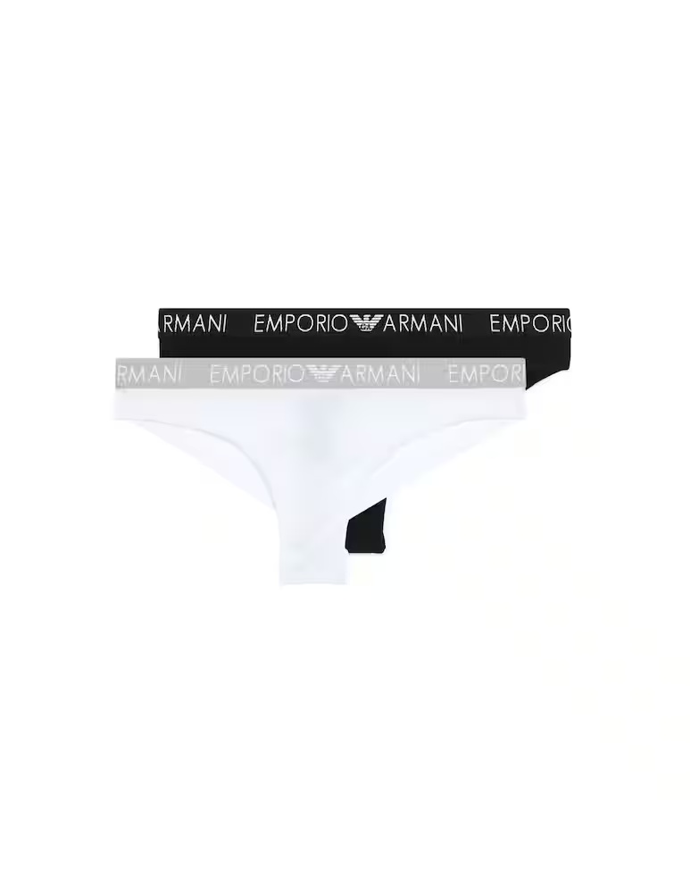 

Бразильские трусы Bi-Pack Iconic из хлопка Emporio Armani, бело-черный