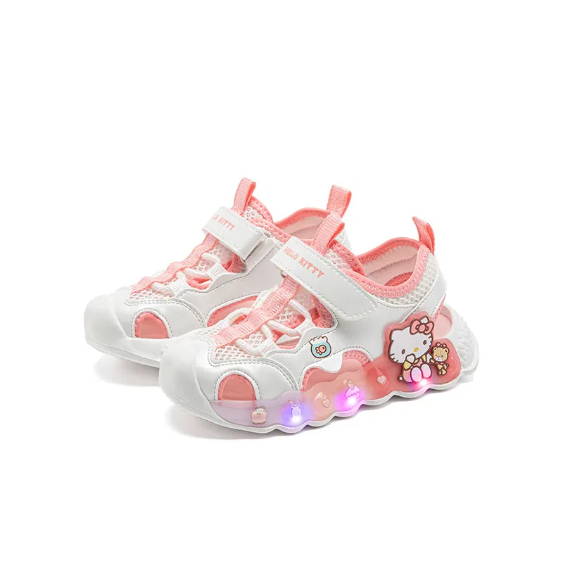 Детские сандалии Hello Kitty с защитой от ударов, износостойкие, дышащие, легкие, с амортизацией, низкие Sanrio, White Pink-Hello Kitty — фото 4