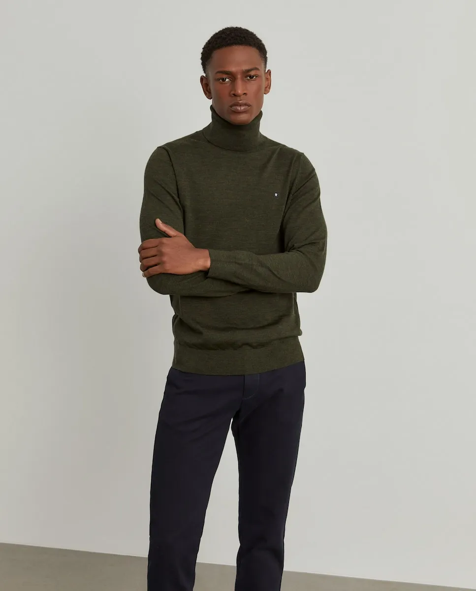 

Мужской свитер с высоким воротом, 100% шерсть мериноса, зеленого цвета Lion of Porches