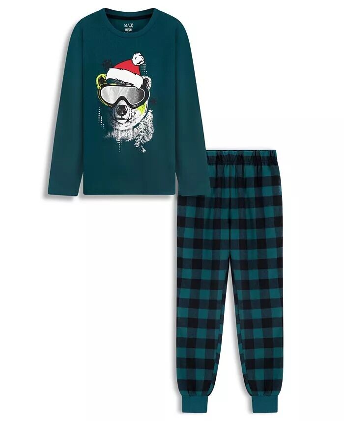 

Комплект из 2 пижамных штанов в праздничную клетку для мальчиков Sleep On It, зеленый