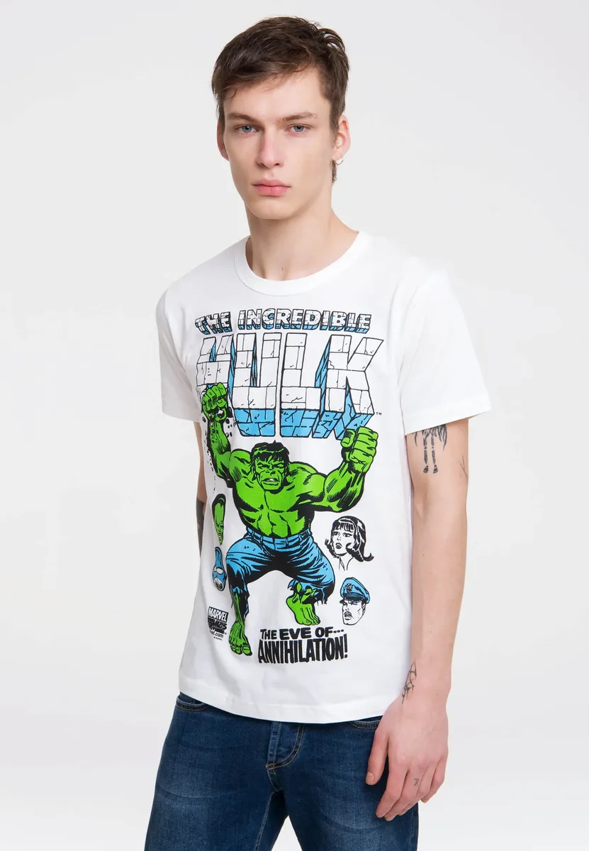 

Футболка Logoshirt "Hulk - Marvel", с крутым принтом спереди, белый