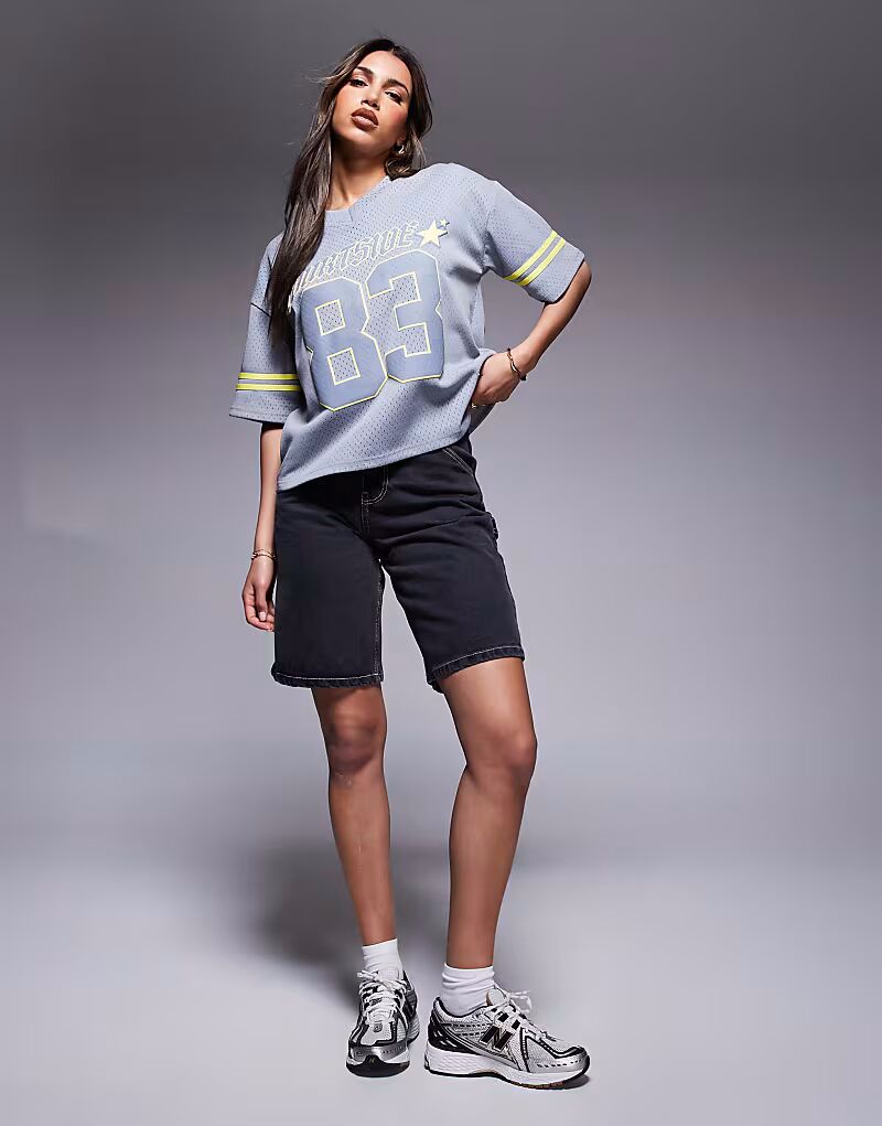 

Джинсовые шорты Carpenter с вышивкой на заднем кармане, черный с потертостями Courtside