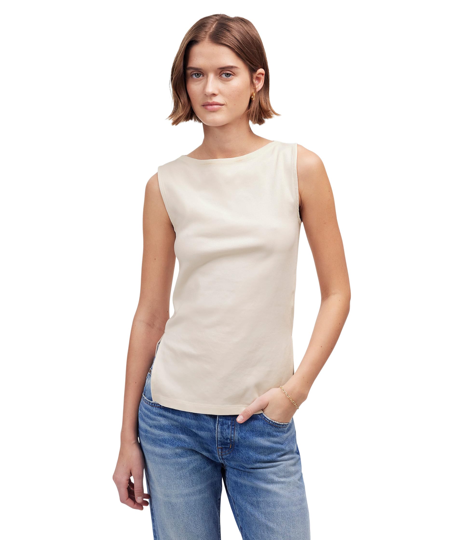 

Топ Madewell Boat Neck Slit Tank, Vintage Ivory