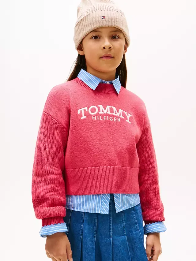 Детская свободная толстовка из чистого хлопка, винтажный вишневый цвет Tommy Hilfiger