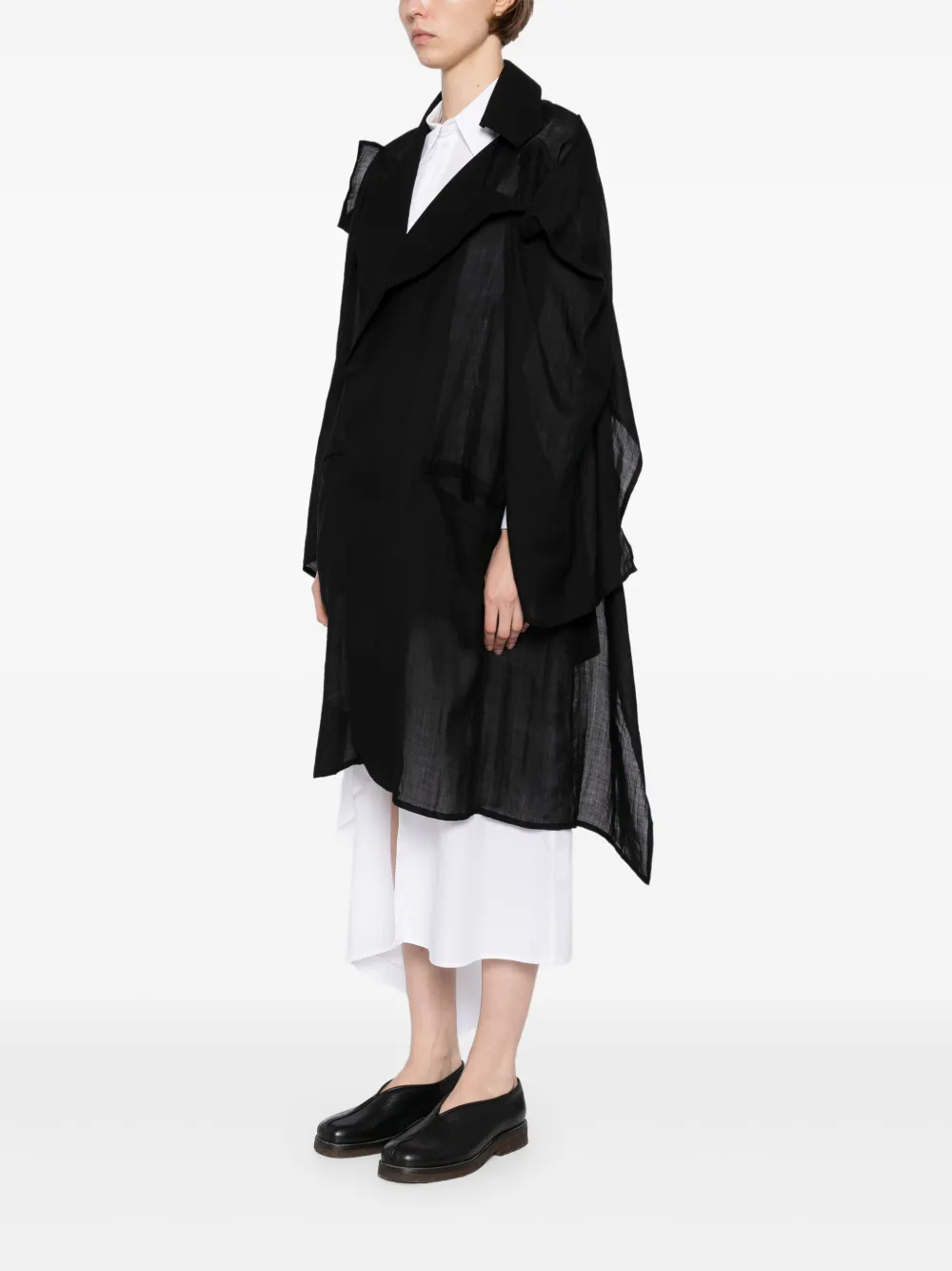 Твиловый пиджак с поясом Yohji Yamamoto, черный — фото 3