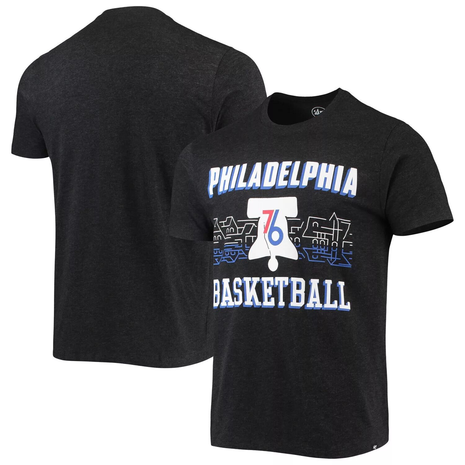 

Мужская черная футболка Philadelphia 76ers City Edition '47 Club, Черный, Мужская черная футболка Philadelphia 76ers City Edition '47 Club