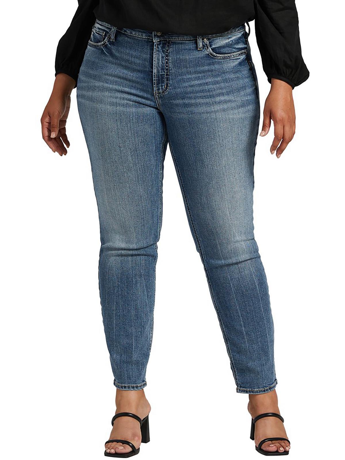 

Женские джинсы Suki Curvy Fit Straight Leg средней посадки Silver Jeans Co., индиго