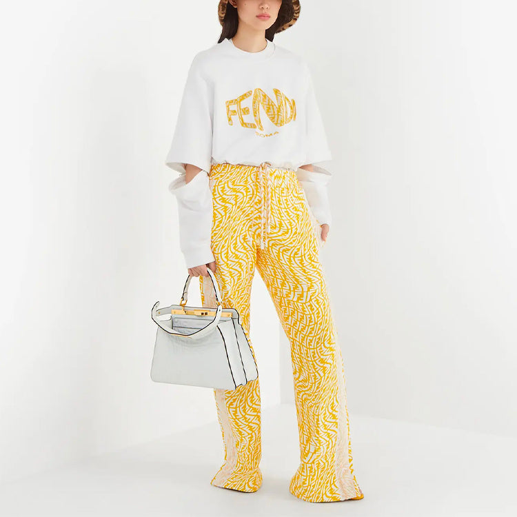Худи (WMNS) FENDI FW21 Detachable sleeve Round Neck Sports Short Hoodie White — фото 4