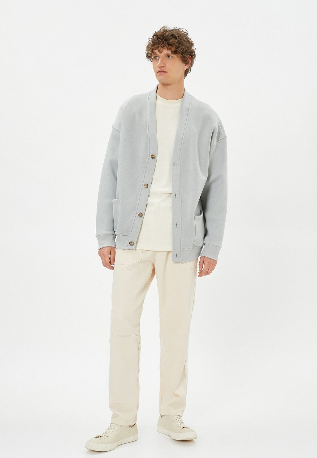 

Кардиган V NECK BUTTONED POCKET Koton, серый