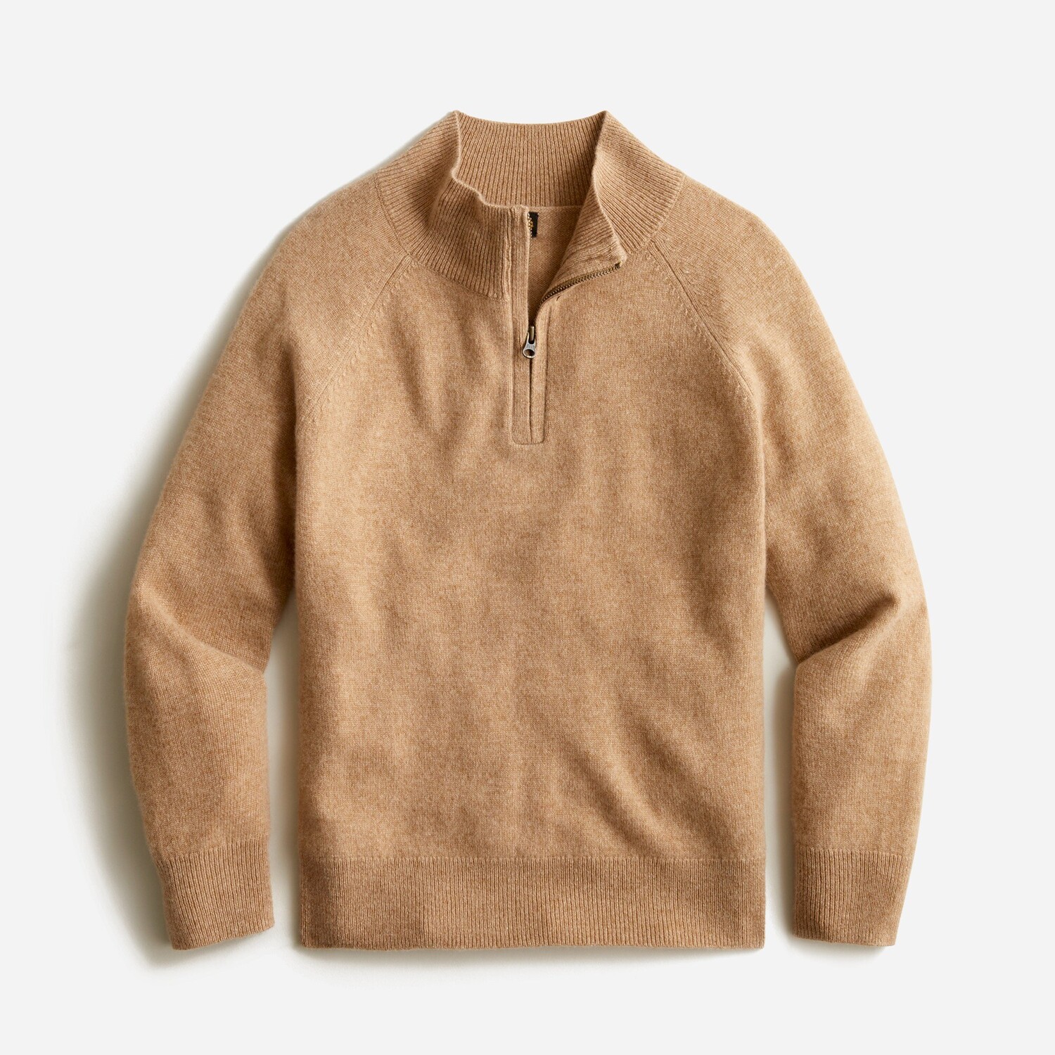 

Детский кашемировый свитер с застежкой-молнией на половину длины J.Crew, коричневый