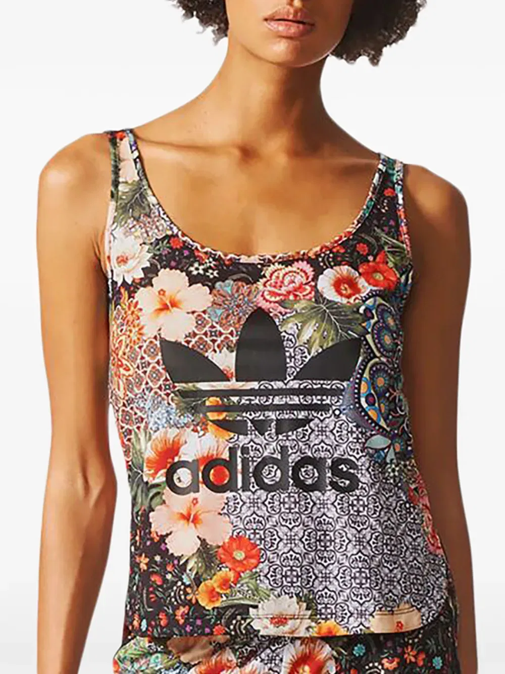 Топ без рукавов Jardim agharta с цветочным принтом Adidas, черный — фото 2