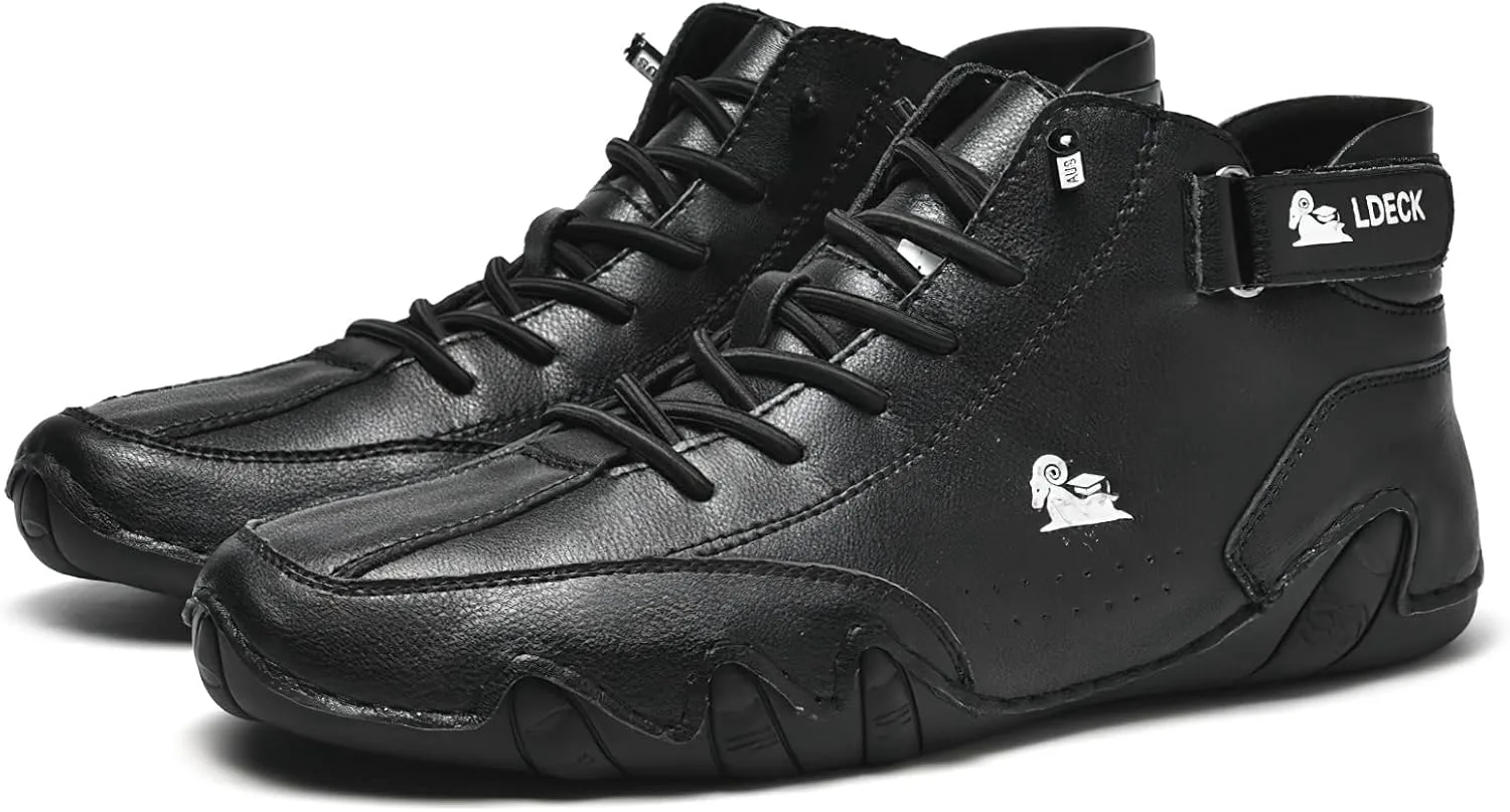 

Мужские водонепроницаемые ботинки-поло с высоким верхом, ручная работа, замшевые, повседневные, для активного отдыха и походов Generic, черный