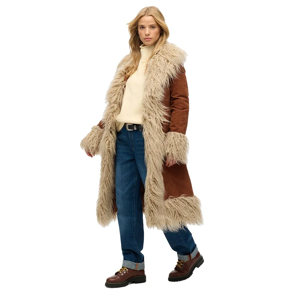 Длинное афганское пальто Superdry, коричневый — фото 4