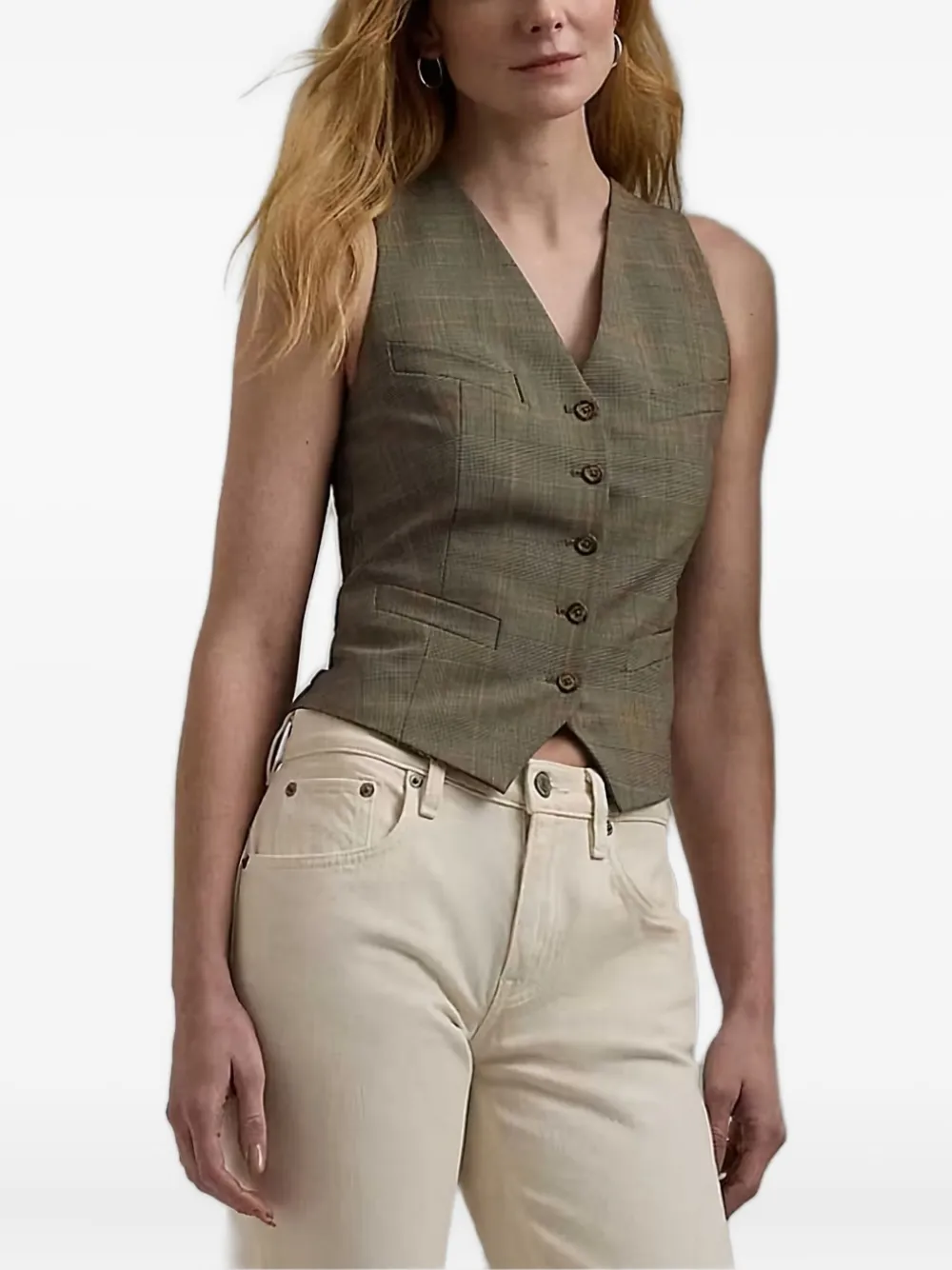 

Клетчатый жилет на пуговицах Lauren Ralph Lauren, зеленый