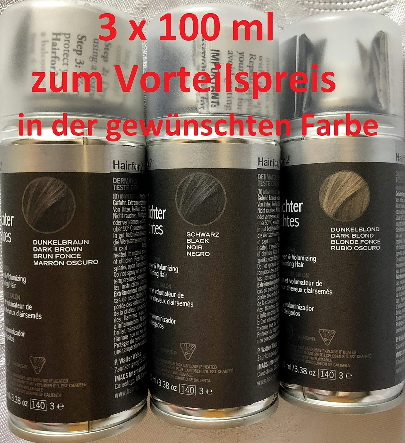 Набор спрея для утолщения волос Hairfor2, 3 x 100 мл Hairfor 2