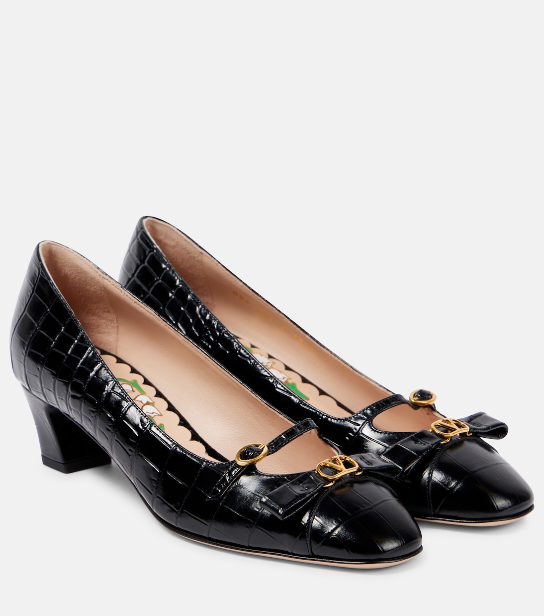 Туфли Bowow 45 из кожи с крокодиловым эффектом Valentino Garavani, Nero