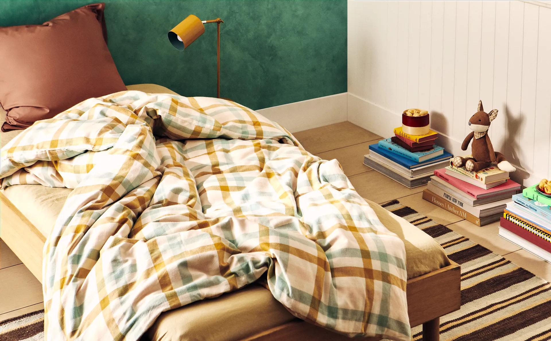 

Фланелевое пододеяльник в мелкую клетку Zara Home, розовый
