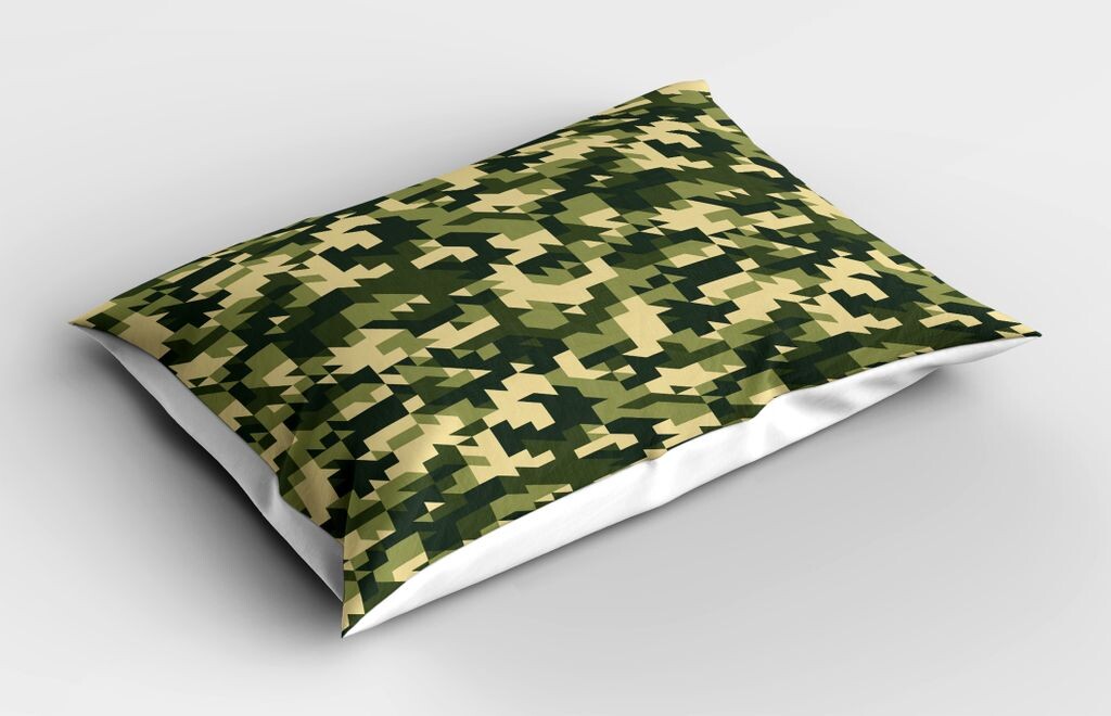 

ABAKUHAUS Camo Наволочка, Абстрактный камуфляж в цветах леса, джунгли, шеврон, 40х80 см, Светло-зеленый Темно-зеленый