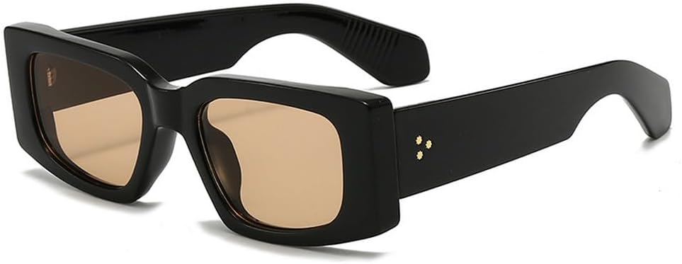 

Модные женские солнцезащитные очки в винтажном стиле с заклепками, мужские желто-синие очки с защитой от УФ-излучения UV400, трендовые панк-солнцезащитные очки HVTVTLA, Black Light Tea