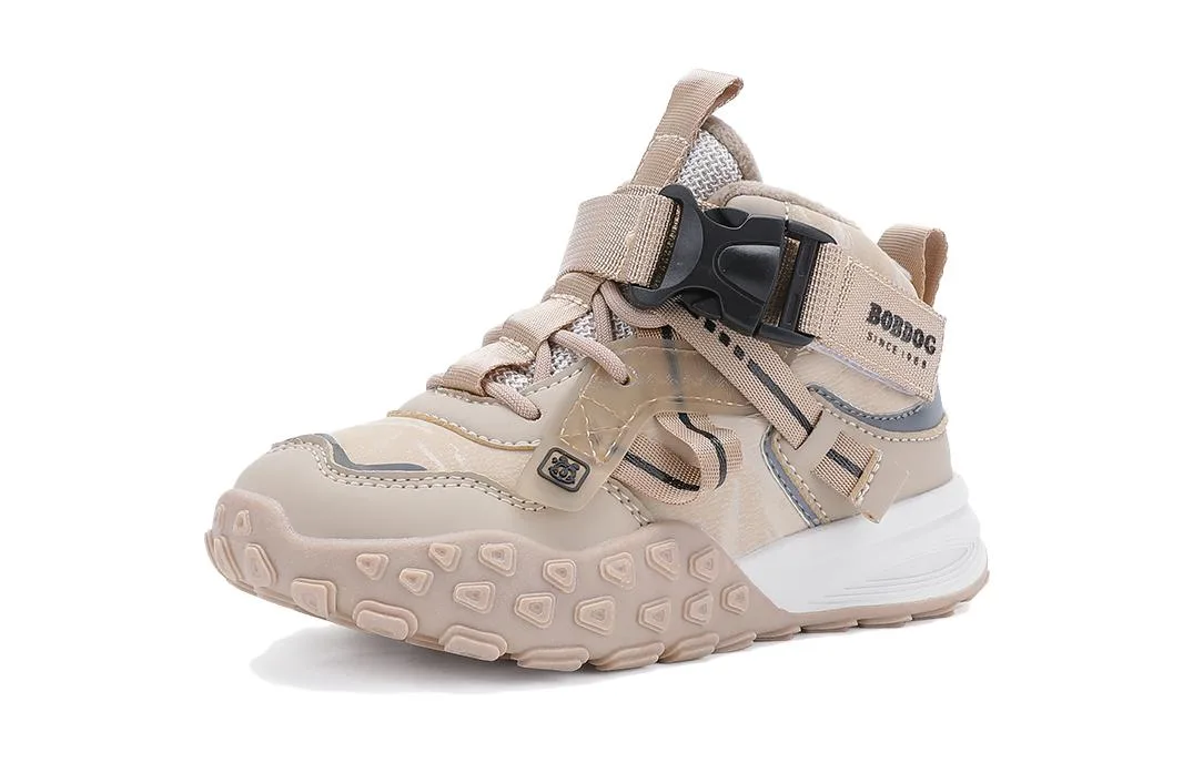 Детские кроссовки для бега mid top с флисовой подкладкой и противоскользящей подошвой BOBDOG, Khaki/apricot rice