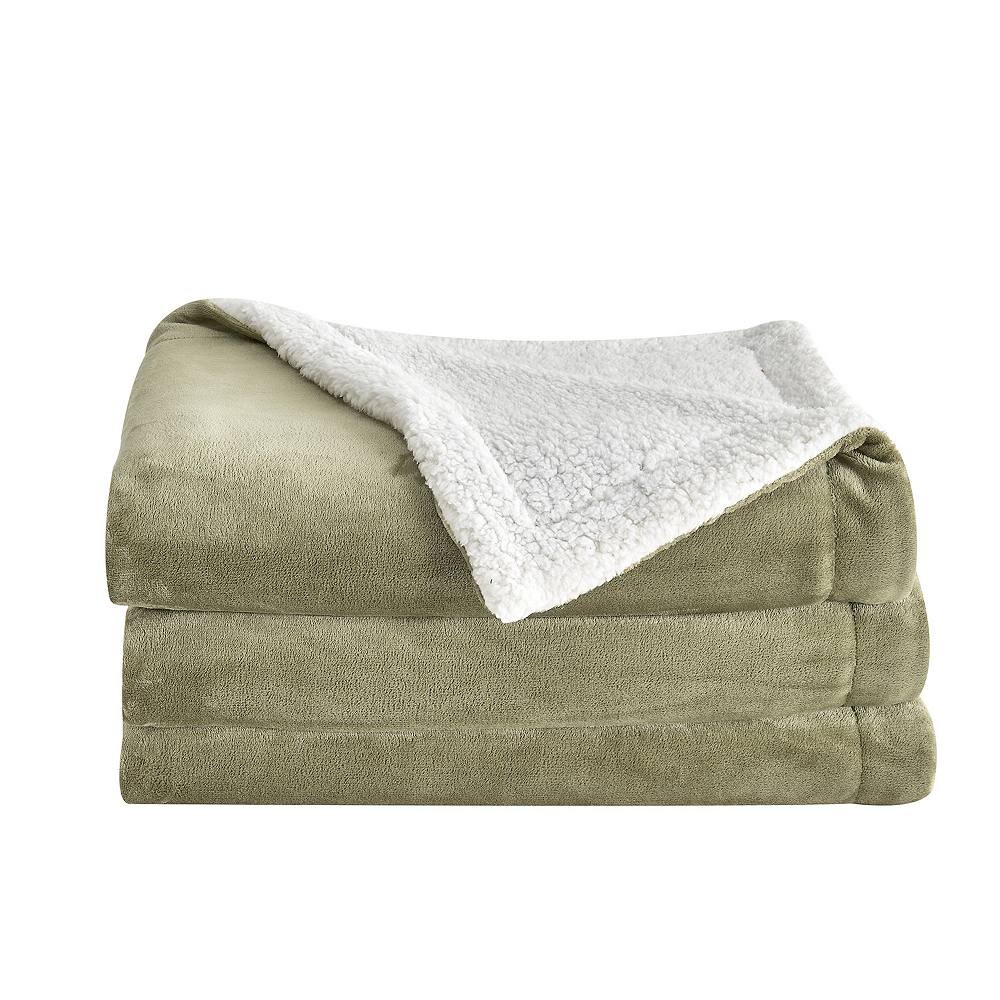 

Двустороннее плед Madelinen из плюша и шерпы, цвет Loden Green