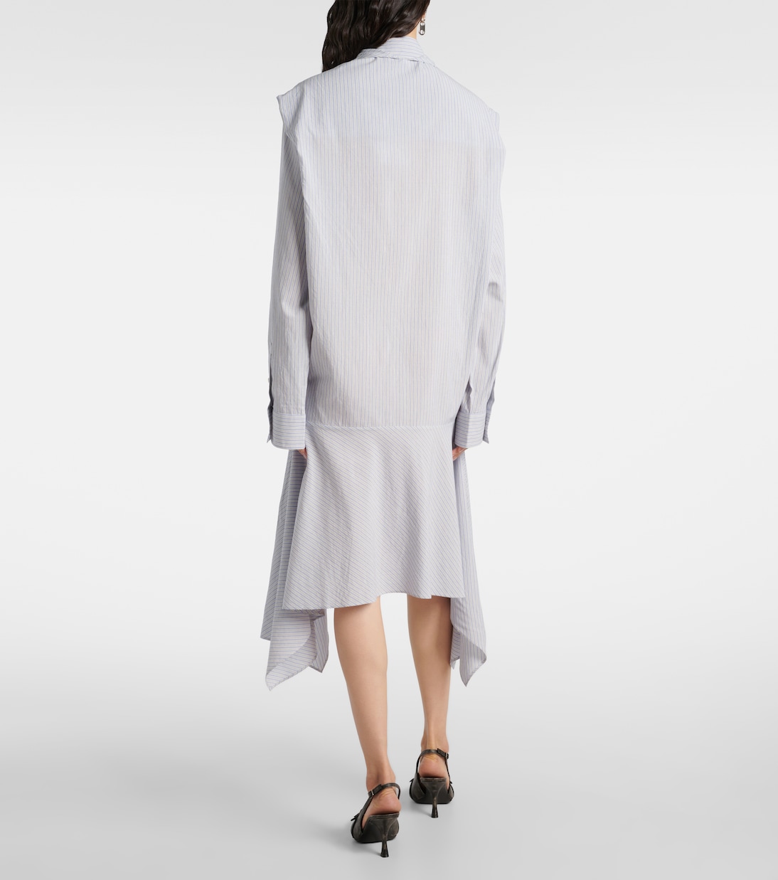 Многослойное полосатое платье-рубашка Acne Studios, Blue/White — фото 3