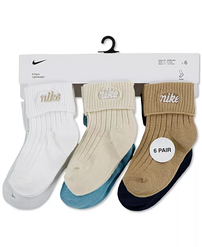 Носки для мальчиков с отворотом, набор из 6 пар Nike, зеленый — фото 3