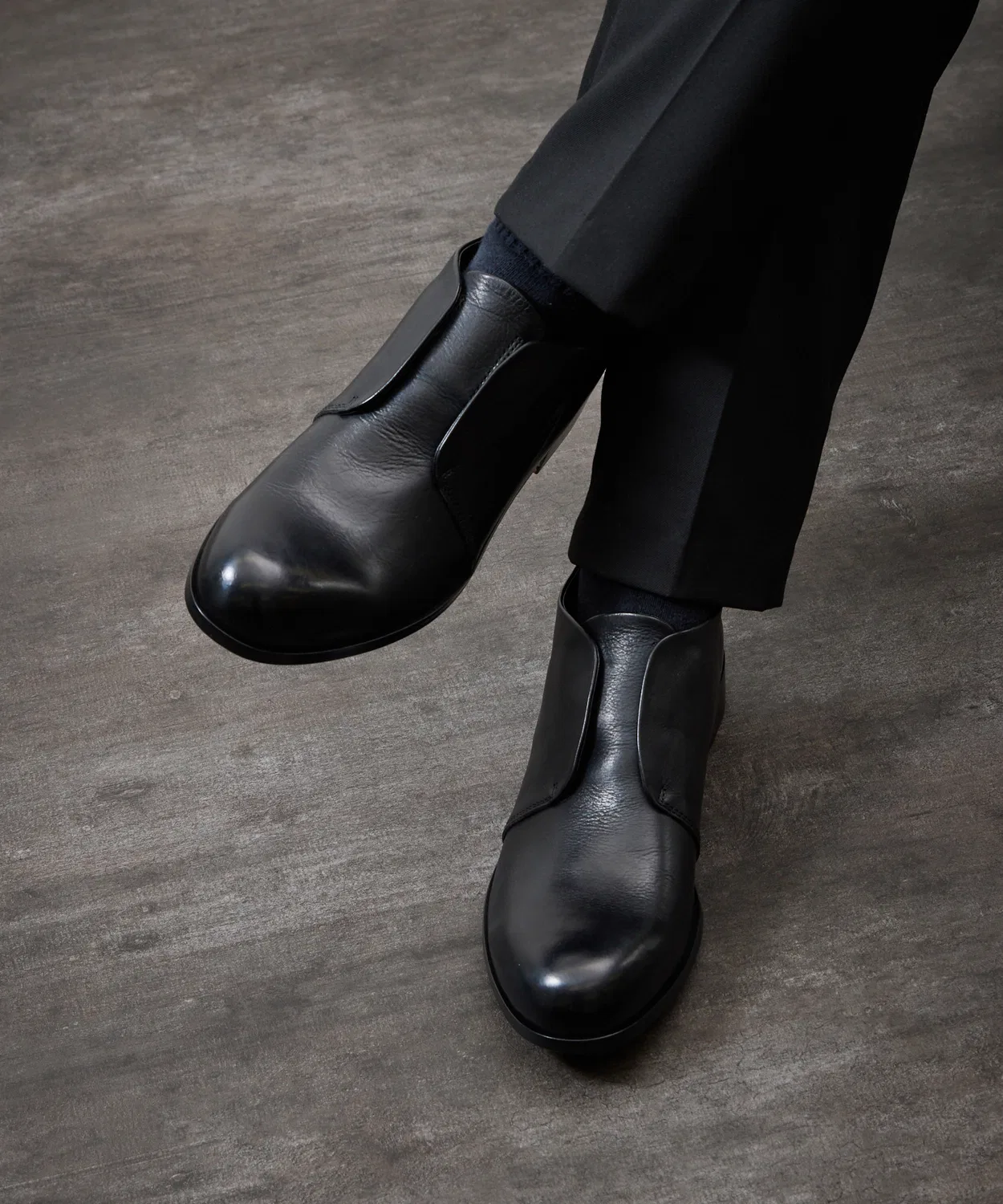 Ботинки PADRONE INSTEP GORE SHORT BOOTS JERRY, кожа, чёрные
