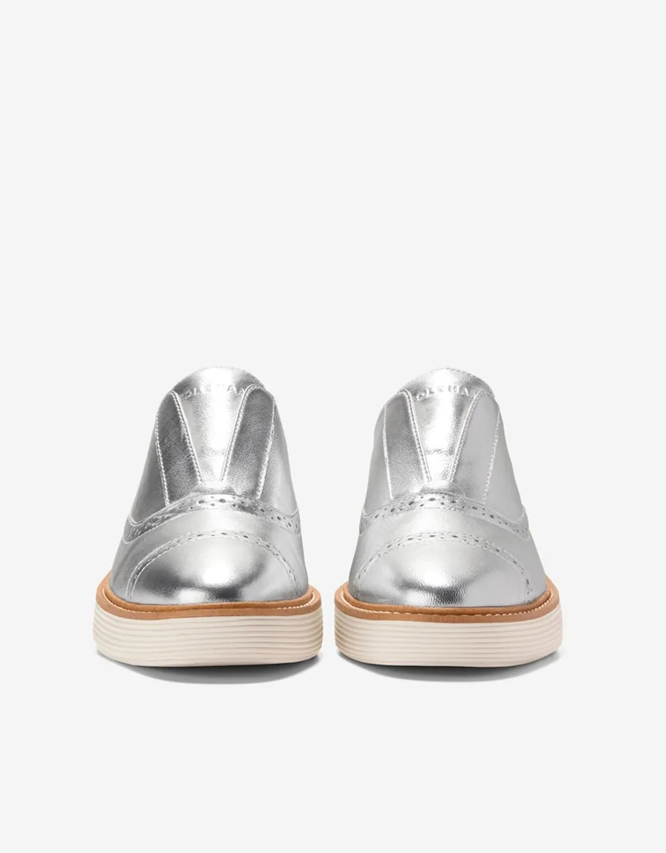 Блюхеры женские на платформе из кожи Cole Haan, серебряный — фото 2