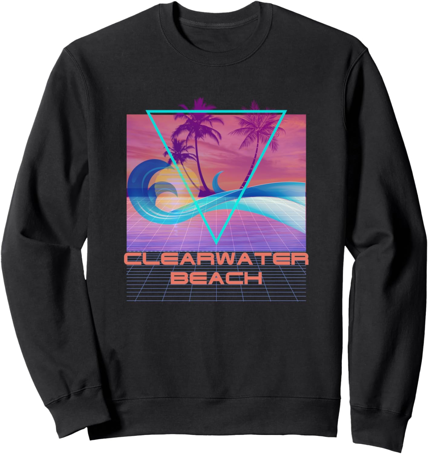 

Толстовка в стиле ретро 80-х, Vaporwave, пляжный отдых, Клируотер-Бич Clearwater Beach Retro Souvenir Apparel, черный