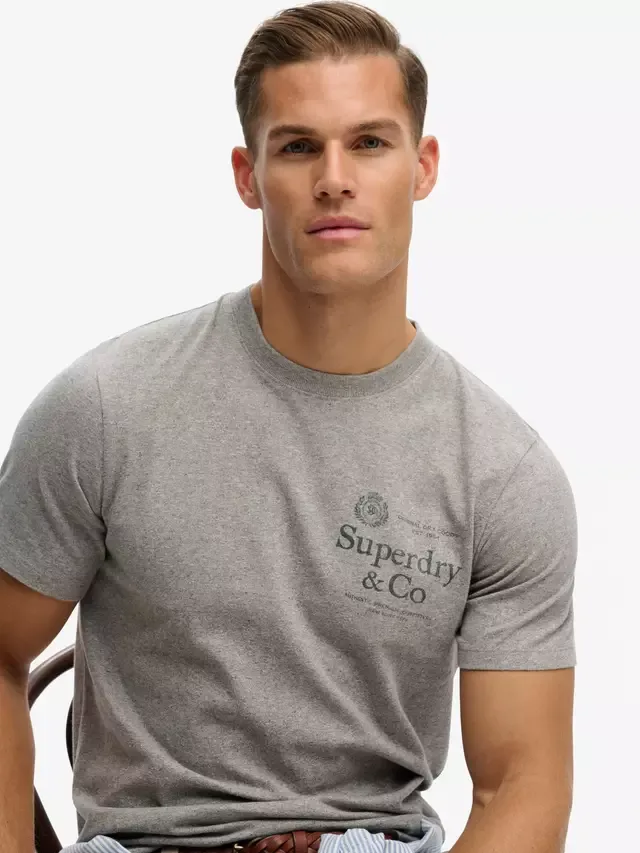 Футболка с коротким рукавом и графическим принтом Свободный крой от компании 1954 Superdry, Vintage Grey Marl — фото 4