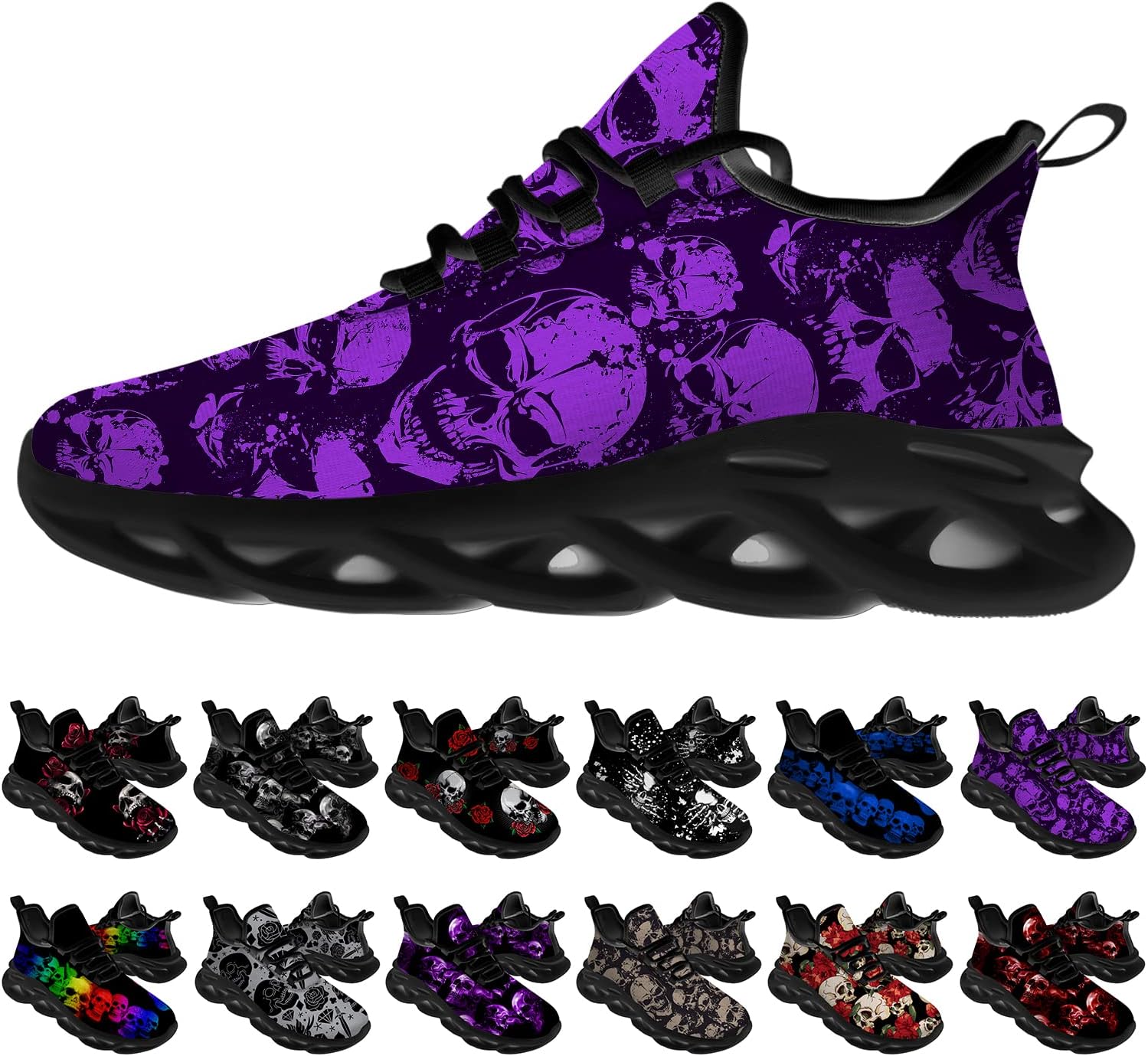 

Кроссовки Ciadoon Skull для мужчин и женщин, для бега по дороге, спортивные прогулочные, теннисные, атлетические кроссовки, подарок для мальчика и девочки, фиолетовый