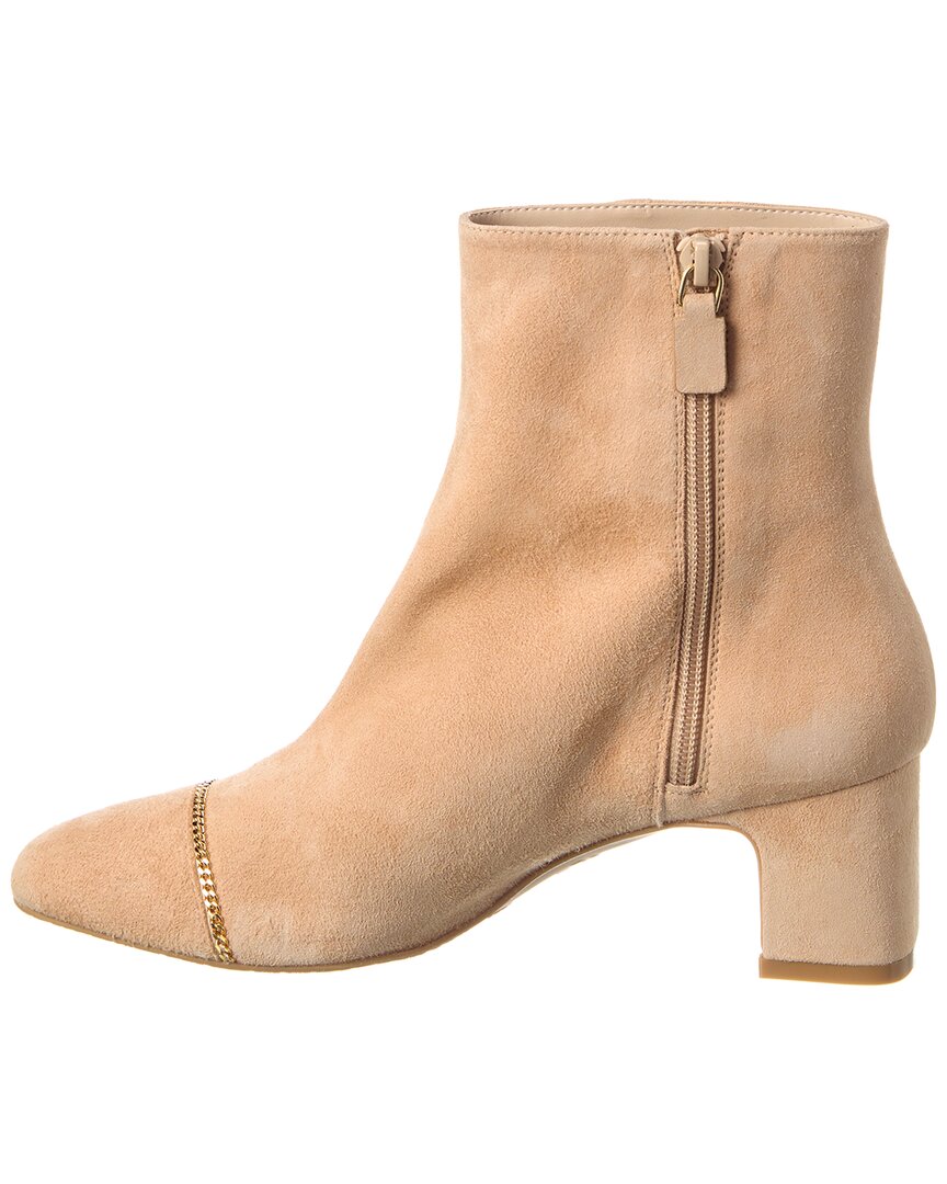 Ботильоны Stuart Weitzman Milla Chain 60 Zip Suede, бежевый — фото 2