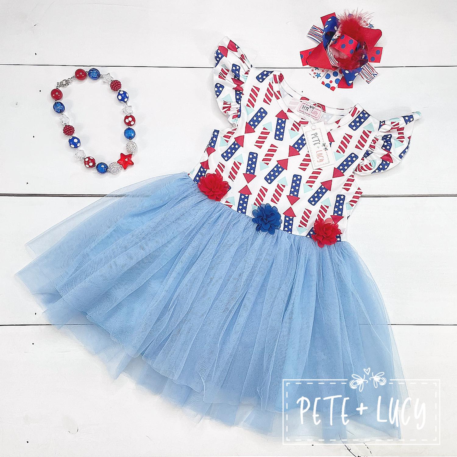 

Платье из тюля Americana Girls в синем цвете Multi Pete + Lucy