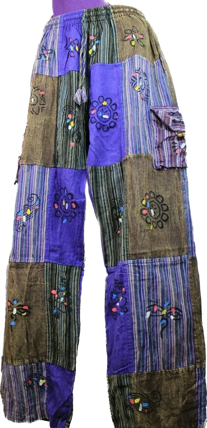 Широкие брюки Patchwork Cotton Hippy из хлопка, Karma Handicrafts, фиолетовый — фото 2