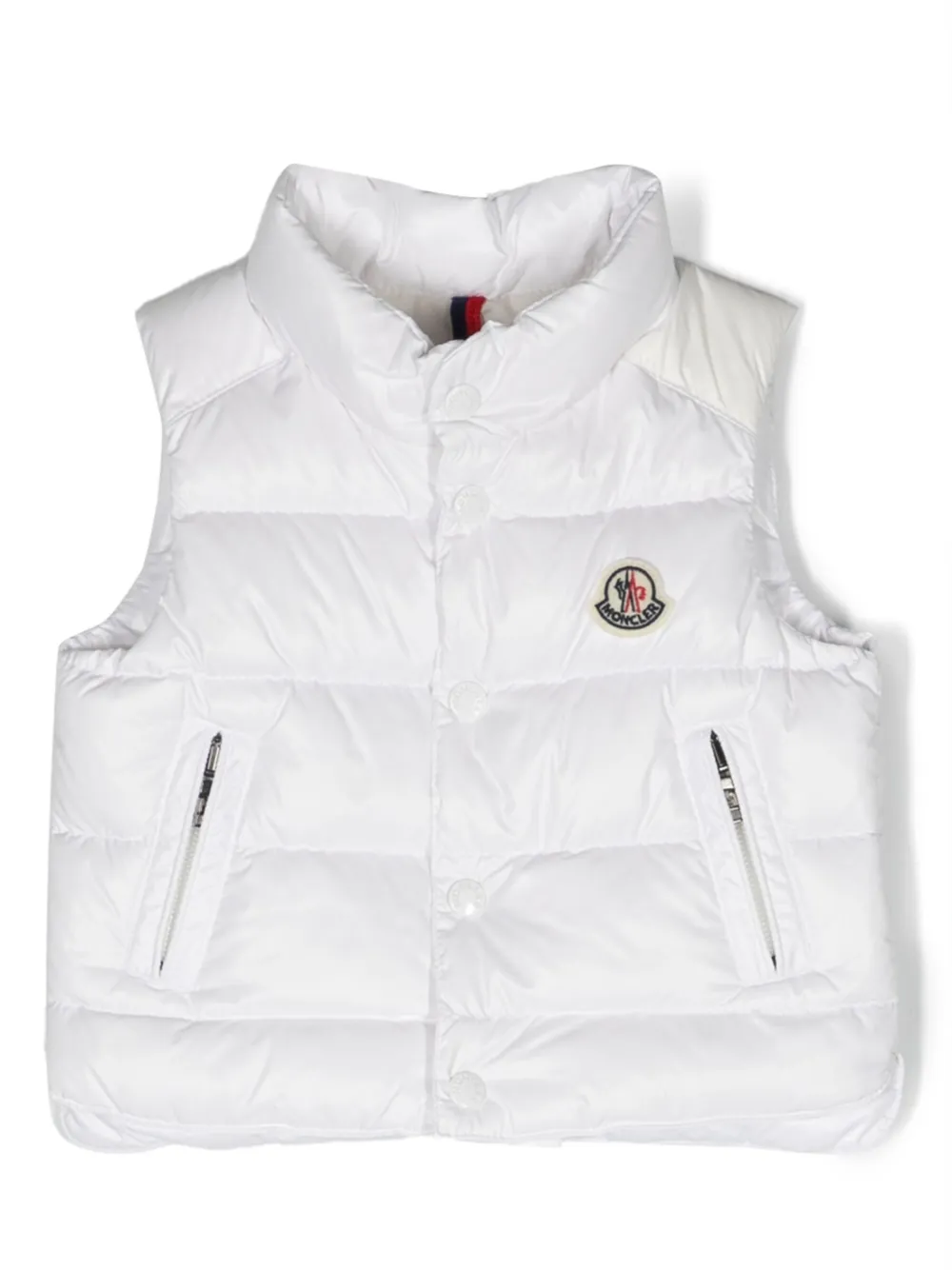 

Дутый жилет с нашивкой-логотипом Moncler Enfant, белый