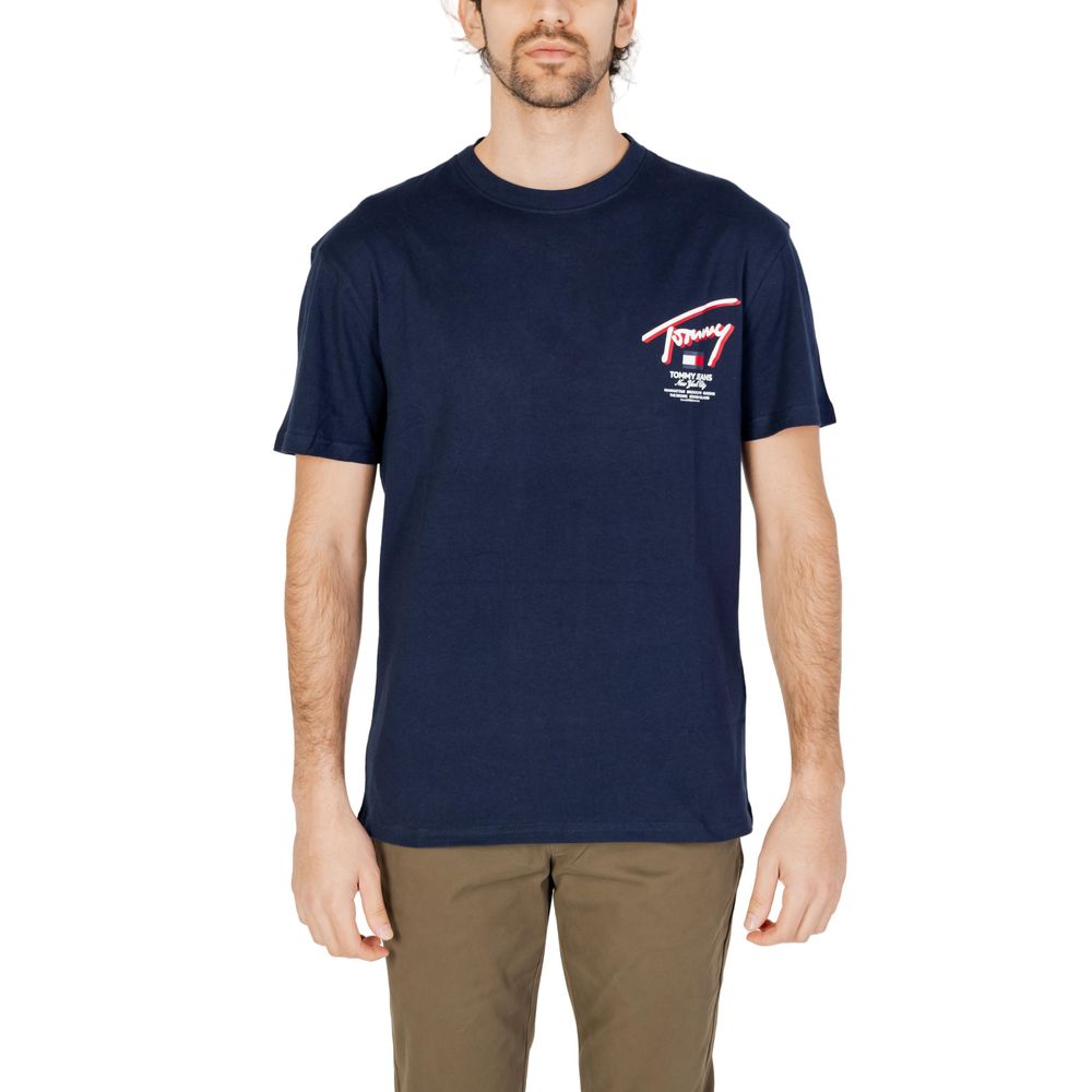 

Синяя хлопковая футболка Tommy Jeans